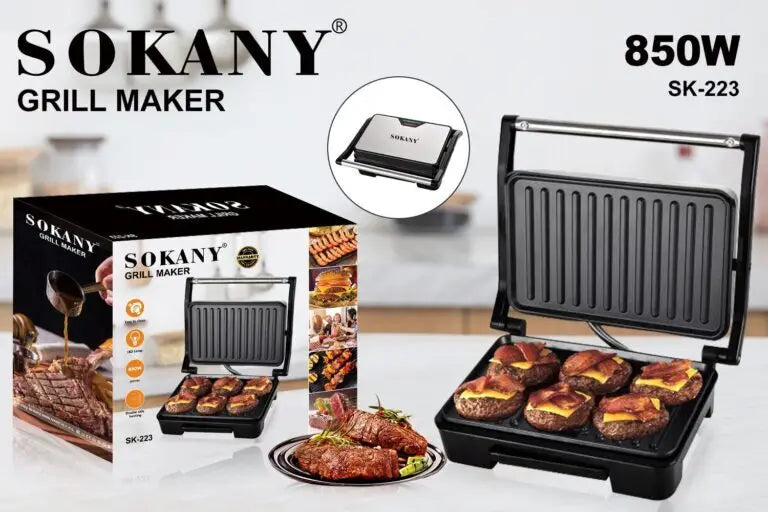 Електрически грил скара с незалепващо покритие 850W SOKANY