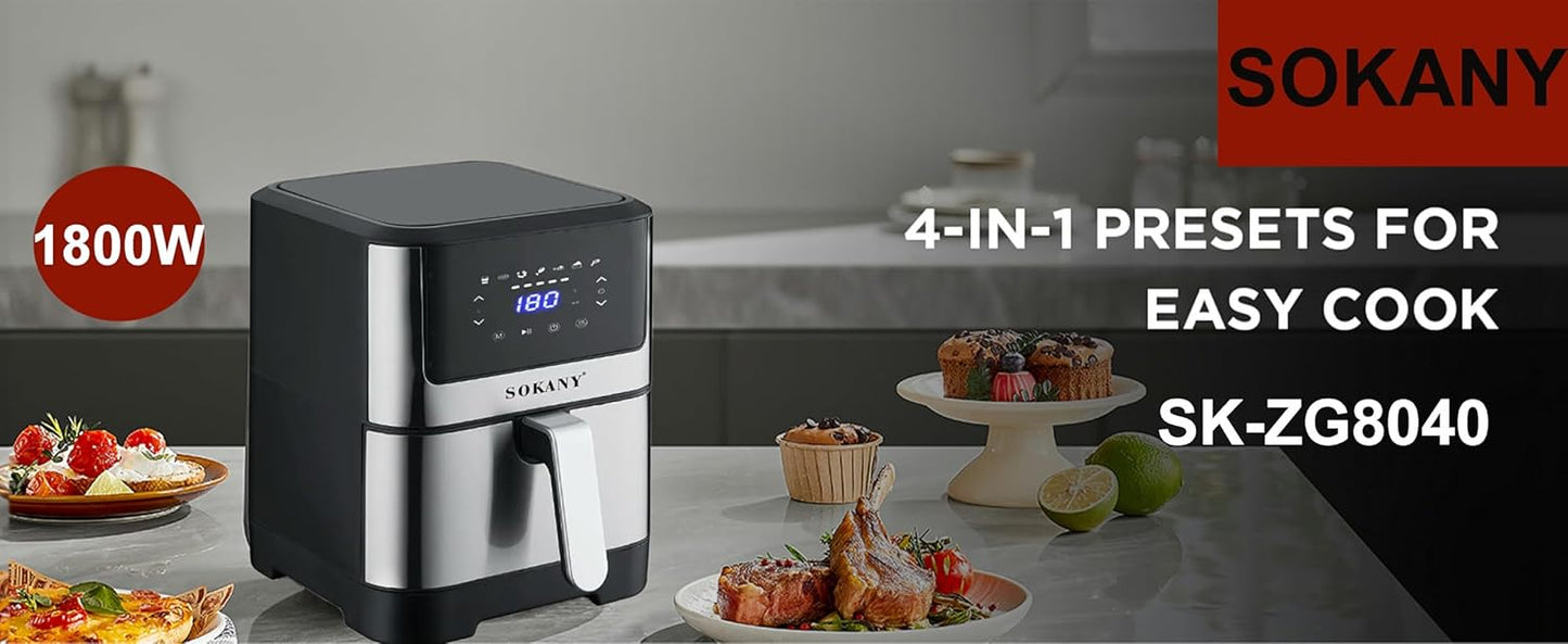 Air Fryer 7 литра, 8 програми, 1800W еър фрайър Sokany SK-ZG-8040
